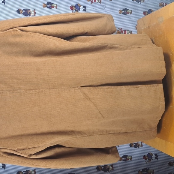 Vintage 70s JCPENNY corduroy blanket quilt lined tan & plaid 2XL long over coat - Picture 5 of 8